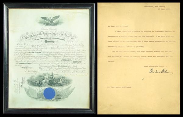 Political - Woodrow Wilson Letter & Theodore Roosevelt Appointment