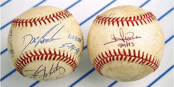 NY Yankees, Giants & Mets - Doc Gooden & Jim Abbott Autographed Game Used No-Hitter Baseballs (2)