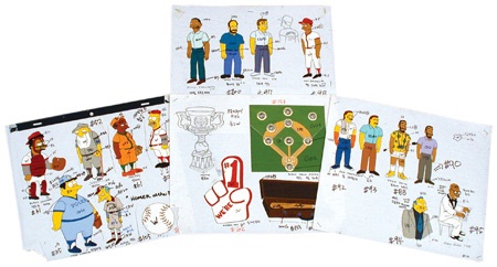 Early 1990s Simpsons BASEBALL Cels & Drawings (29)