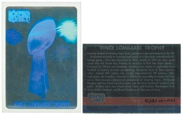 Football Cards - 1990 Pro Set Vince Lombardi Trophy Holograms (250)