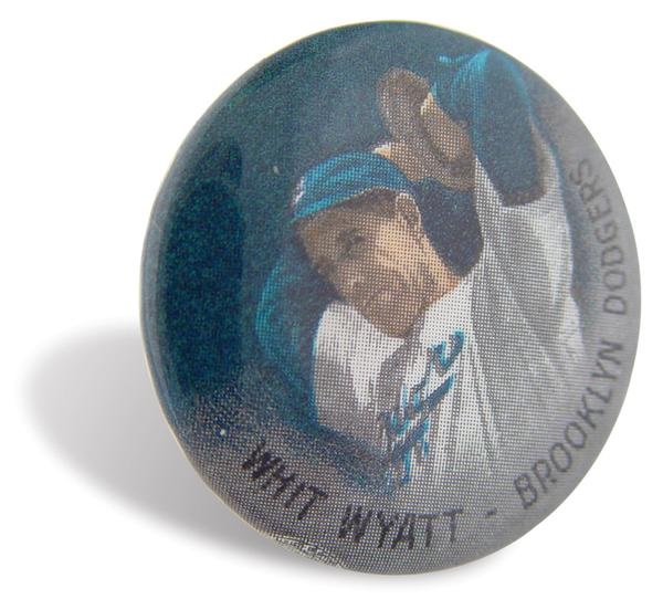 Jackie Robinson & Brooklyn Dodgers - Rare 1940's Whit Wyatt Pin (1")