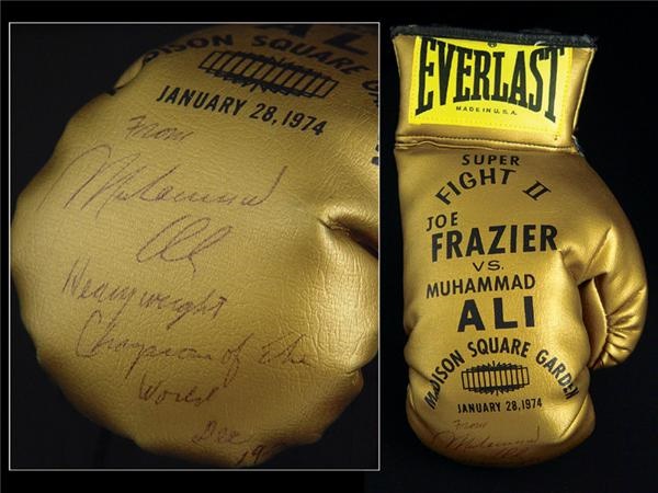 Muhammad Ali - 1974 Ali vs Frazier II Vintage Signed Glove