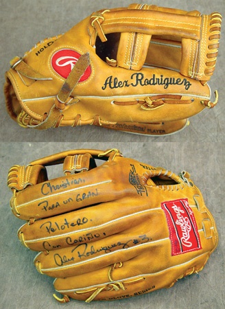 Baseball Equipment - 2001 Alex Rodriguez Signed Game Used Glove