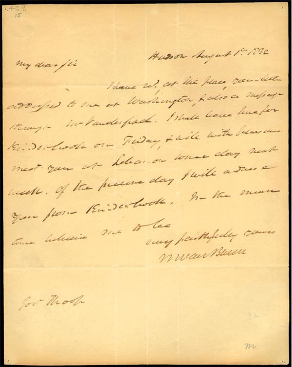 Political - Martin Van Buren Signed Handwritten Letter (8x10")