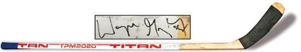 1987-88 Wayne Gretzky Game Used Autographed Titan Stick