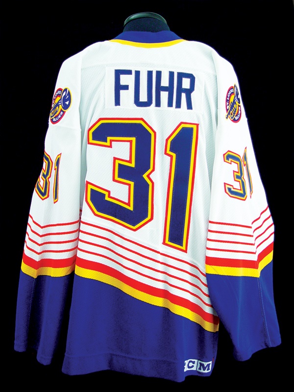 Hockey Sweaters - 1995-96 Grant Fuhr St. Louis Blues Game Worn Jersey