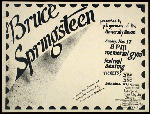 Bruce Springsteen - Springsteen University of Virginia Concert Poster
