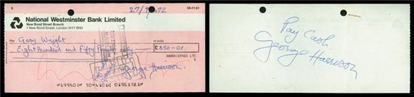 George Harrison Twice Signed Check