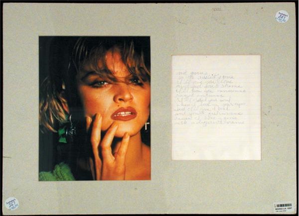 Music Autographs - Madonna Handwritten Lyrics