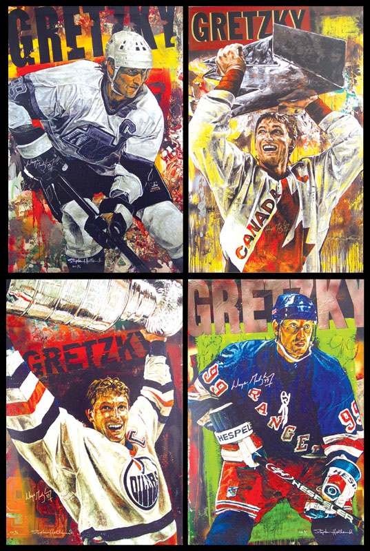 Wayne Gretzky - Wayne Gretzky’s Series of Four Giclee on Canvas Prints by Stephen Holland (42x28”)