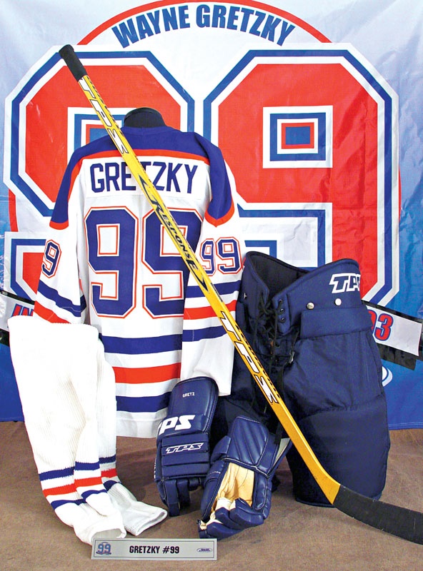 2003 Inaugural Wayne Gretzky Fantasy Camp Game Used Jersey, Equipment & Autographed Banner