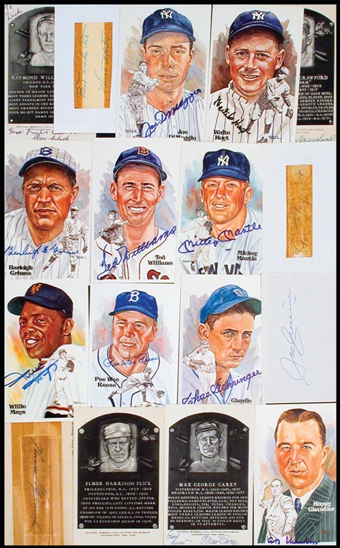 Baseball Autographs - Hall of Famers Signed Collection of Cut Signatures, Index Cards, Perez Steele Cards & HOF Plaques (150+)