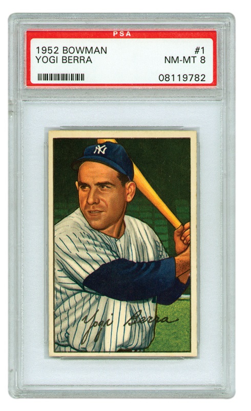 Baseball and Trading Cards - 1952 Bowman Yogi Berra #1 PSA 8 NM-MT