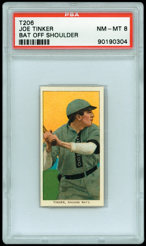 Baseball and Trading Cards - T206 Joe Tinker Bat Off Shoulder PSA 8 NM-MT