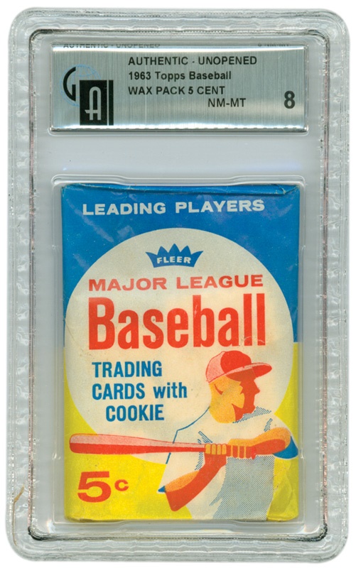 Unopened Cards - 1963 Fleer Baseball Pack w/ Cookie GAI 8 NM-MT