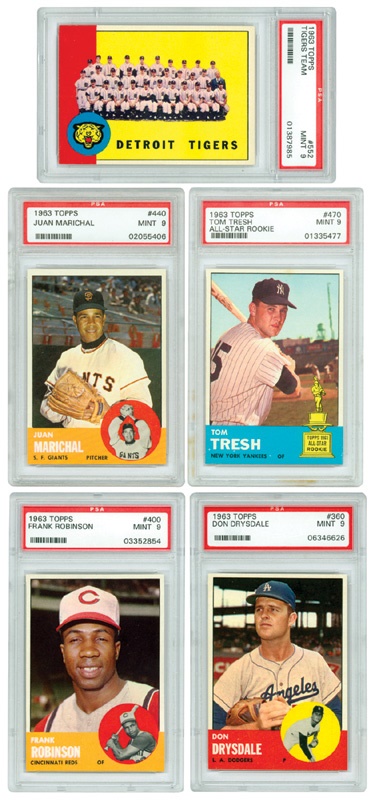Baseball and Trading Cards - 1963 Topps PSA 9 HOF Lot (5)