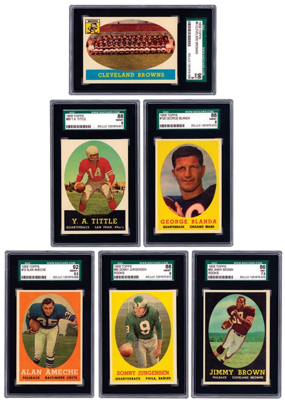 Football Cards - 1958 Topps Football Complete Set w/ Jim Brown SGC 86