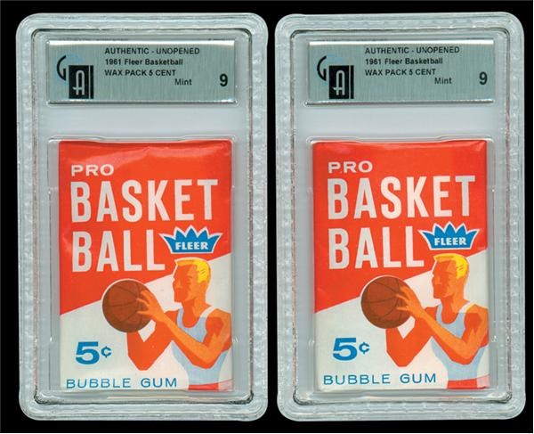 Unopened Cards - 1961/62 Fleer Basketball Packs (2) GAI 9 Mint