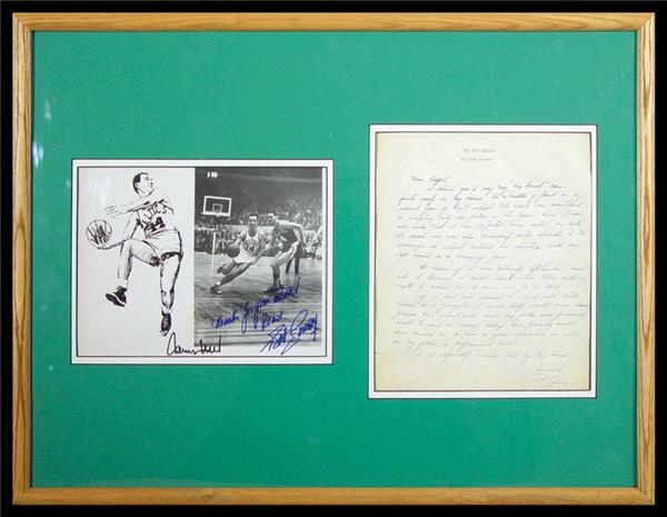 Vintage Bob Cousy Hand Written Letter