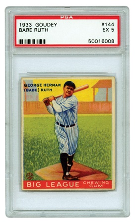 Baseball and Trading Cards - 1933 Goudey #144 Babe Ruth PSA 5