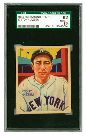 Baseball and Trading Cards - 1935 Diamond Stars Tony Lazzeri SGC 92 NM-MT+