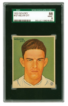 Baseball and Trading Cards - 1933 Goudey #127 Mel Ott SGC 88 NM-MT