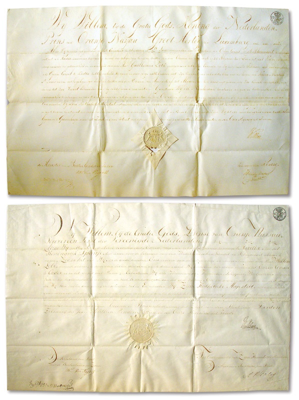 Sports Autographs - 1820 Prince Willem (Netherlands) Signed Documents (2)
