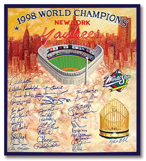 NY Yankees, Giants & Mets - 1998 New York Yankees Signed Original Art (16x20”)