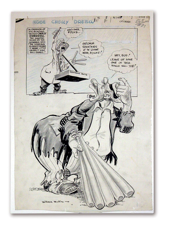 - Chuck Dressen & The Brooklyn Bum by Willard Mullin Sporting News Original Art (13x19")