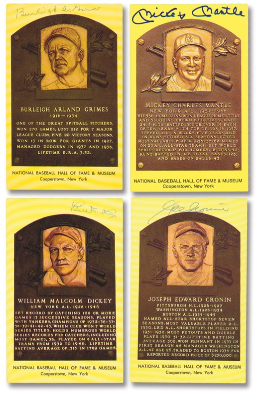 Baseball Autographs - Autographed Yellow Hall of Fame Plaque Collection (50)