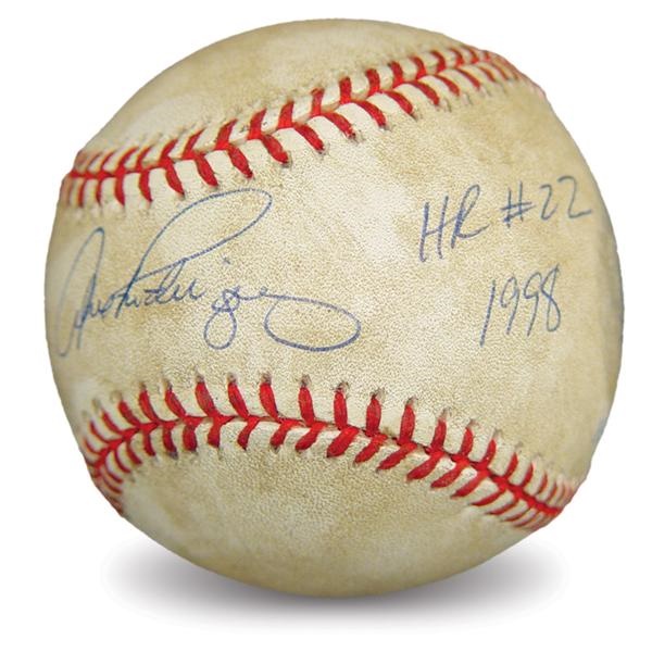 Game Used Baseballs - 1998 Alex Rodriguez Signed Home Run #22 Baseball