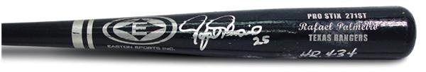 - 2001 Rafael Palmeiro Autographed Home Run #434 Bat (34”)