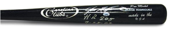 Bats - 2002 Ivan Rodriguez Home Run #205 Signed Game Used Bat (34”)