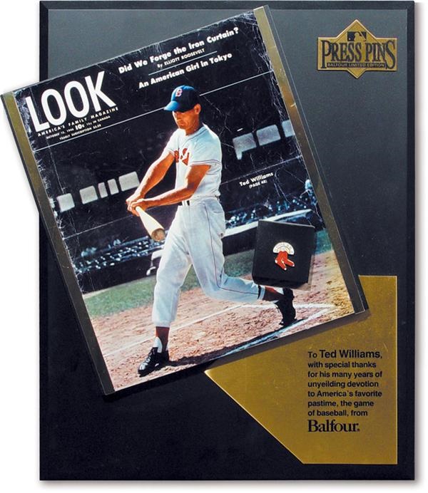 Ted Williams - Ted Williams 1946 World Series Award by Balfour (14x18”)