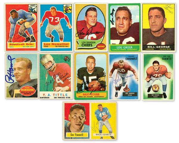 Football - 1950’s – 1970’s Autographed Football Card Collection (213)