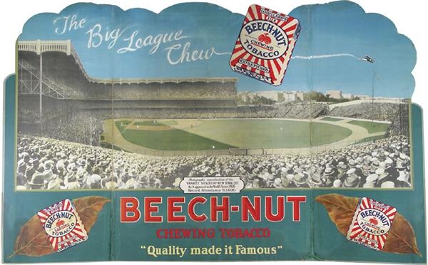 NY Yankees, Giants & Mets - 1926 Beech-Nut World Series at Yankee Stadium Advertising Sign (38x60”)