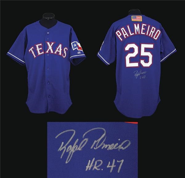 Baseball Jerseys - 2001 Rafael Palmeiro Autographed Game Worn HR #47 Jersey