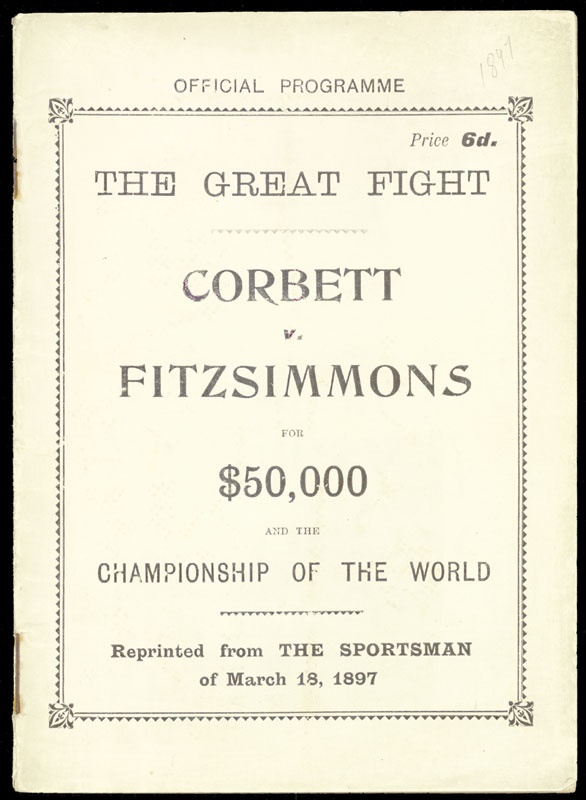 James Corbett vs. Bob Fitzsimmons March 17, 1897 Fight Program