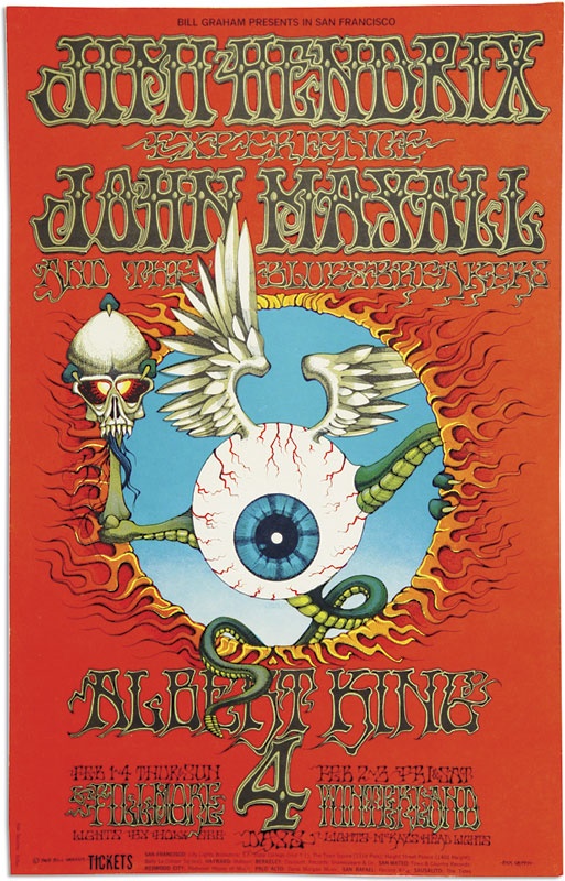 Rock - Jimi Hendrix "Flying Eyeball" Concert Poster (14x22”)