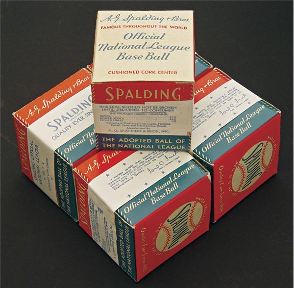 Baseball Equipment - (5) Spalding Ford Frick Baseballs in Original Boxes