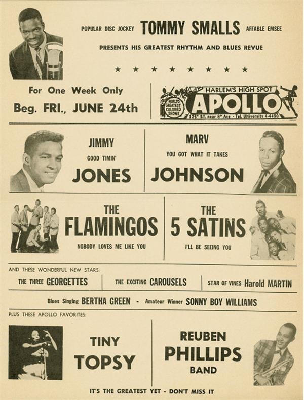 Posters and Handbills - 1960 Apollo Handbill with The Flamingos and The 5 Satins