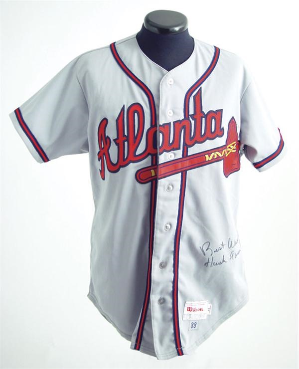 Braves - 1988 Hank Aaron Autographed Game Worn Old Timers Jersey