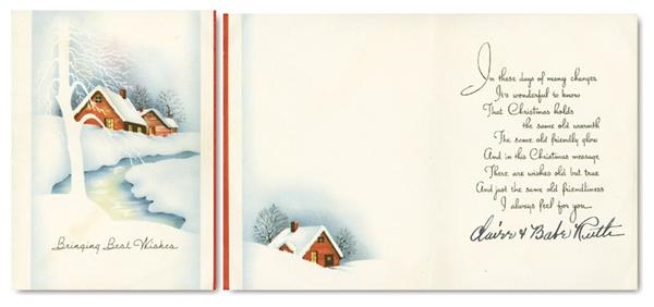 Matty Martin - Babe Ruth & Claire Signed Christmas Card