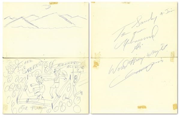 Circa 1969 Muhammad Ali Original Hand Drawn Autographed Artwork (8.5x11”)