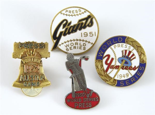 Ernie Davis - Exceptional Press Pin Collection Late 1940’s to Early 1950’s (4)
