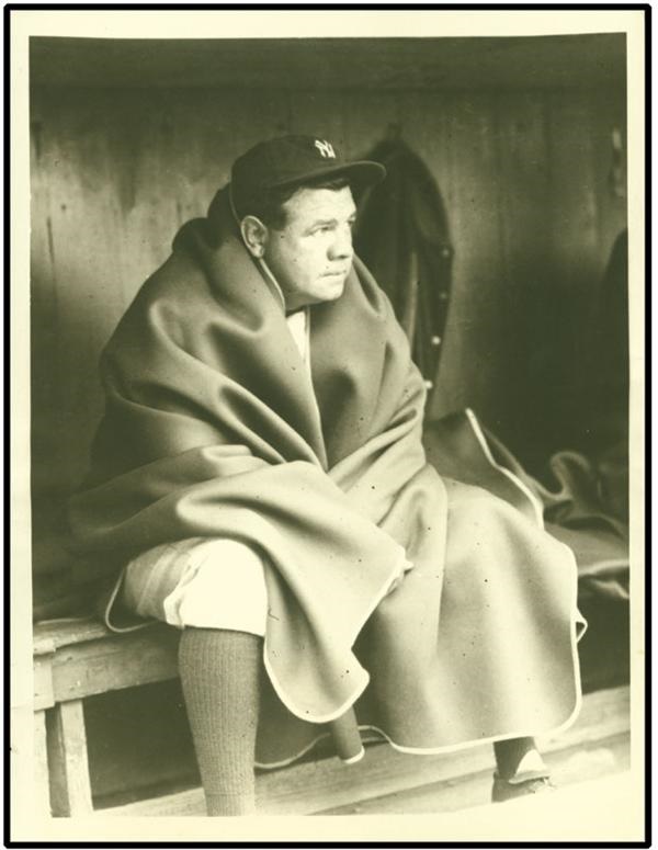Babe Ruth - Unusual Babe Ruth Vintage Wire Photo (6.5x8.5”)