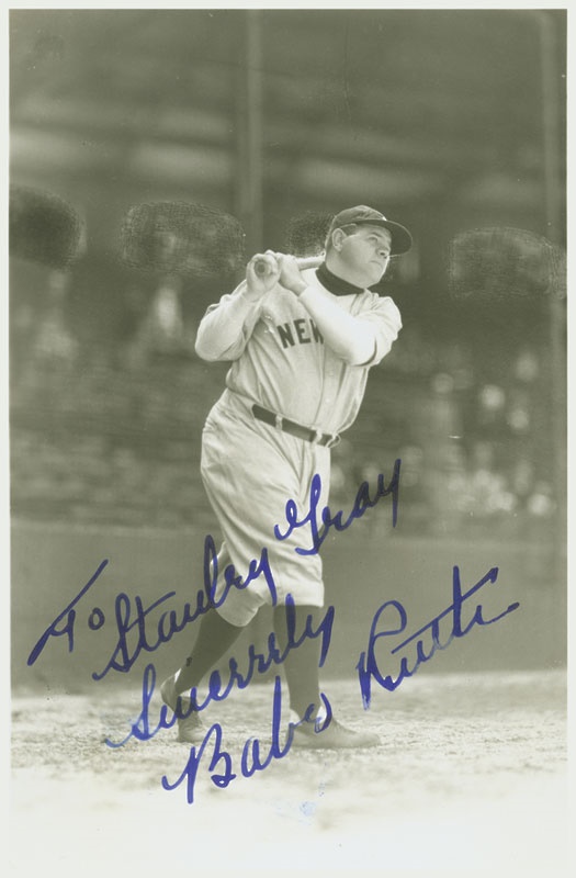Stan Gray - Babe Ruth Signed Burke Photo (4x6”)