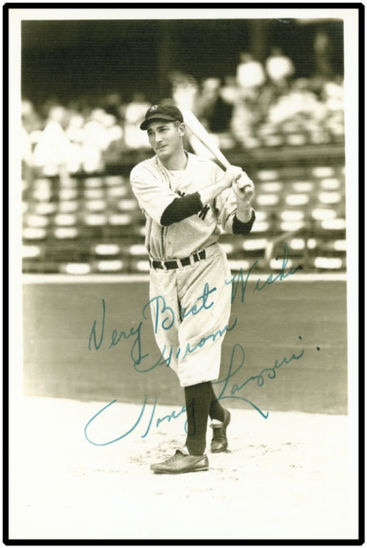 Stan Gray - Tony Lazzeri Signed Burke Photo (4x6”)