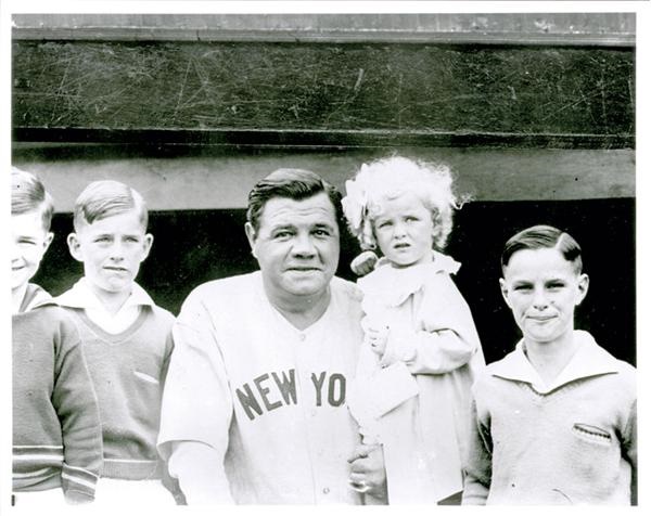 Babe Ruth - Babe Ruth with Children Glass Plate Negative