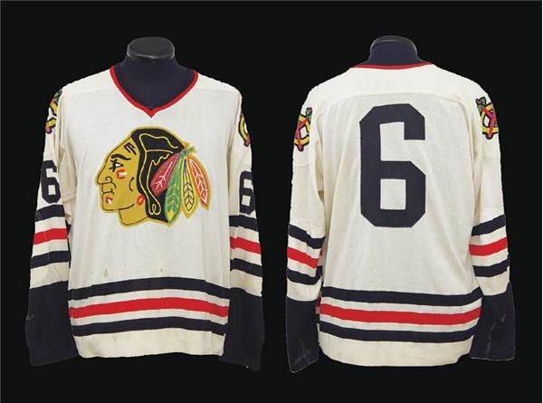 Hockey Sweaters - Late 1960’s Game Worn Chicago Black Hawks #6 Jersey